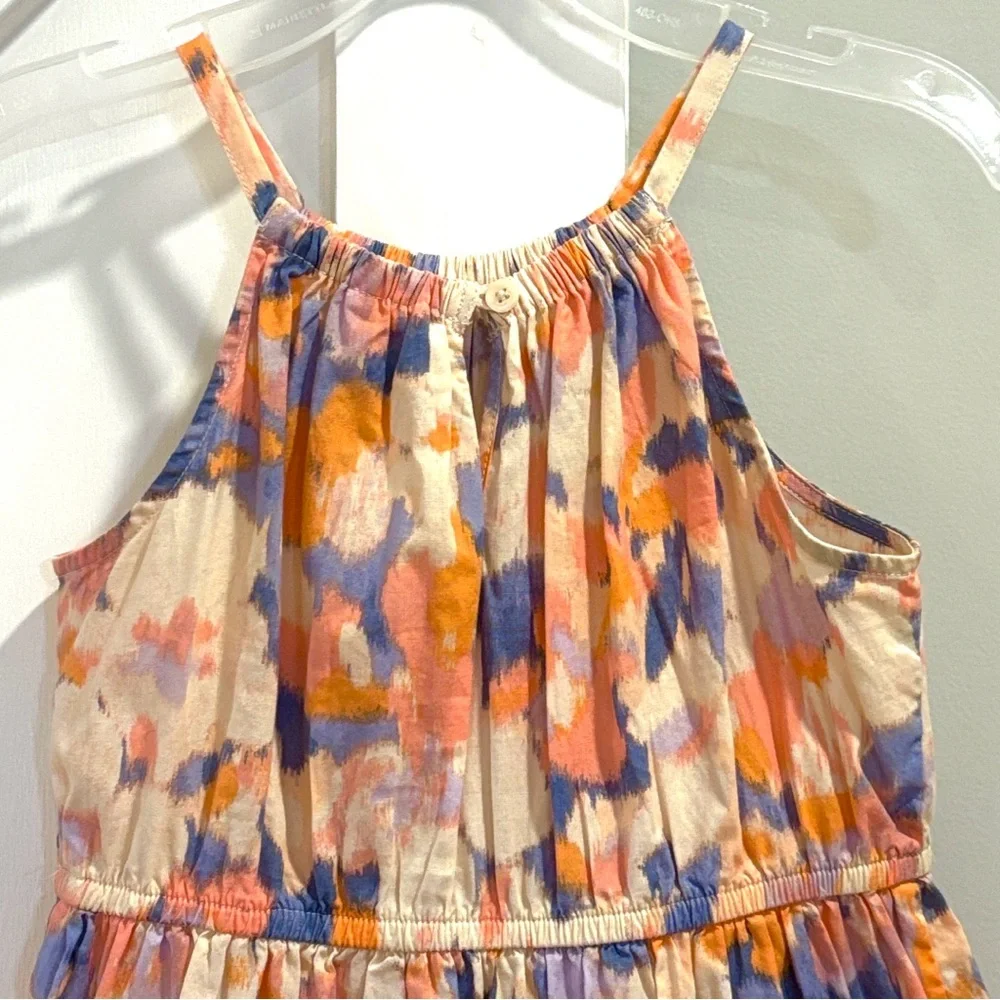 NWOT Gap Kids Floral Tiered High Neck Eyelet Flowy Ruffle Halter Sun Midi Dress